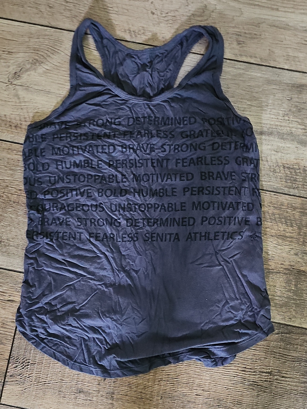 Senita Athletics Navy Racerback Tank with Motivational Print